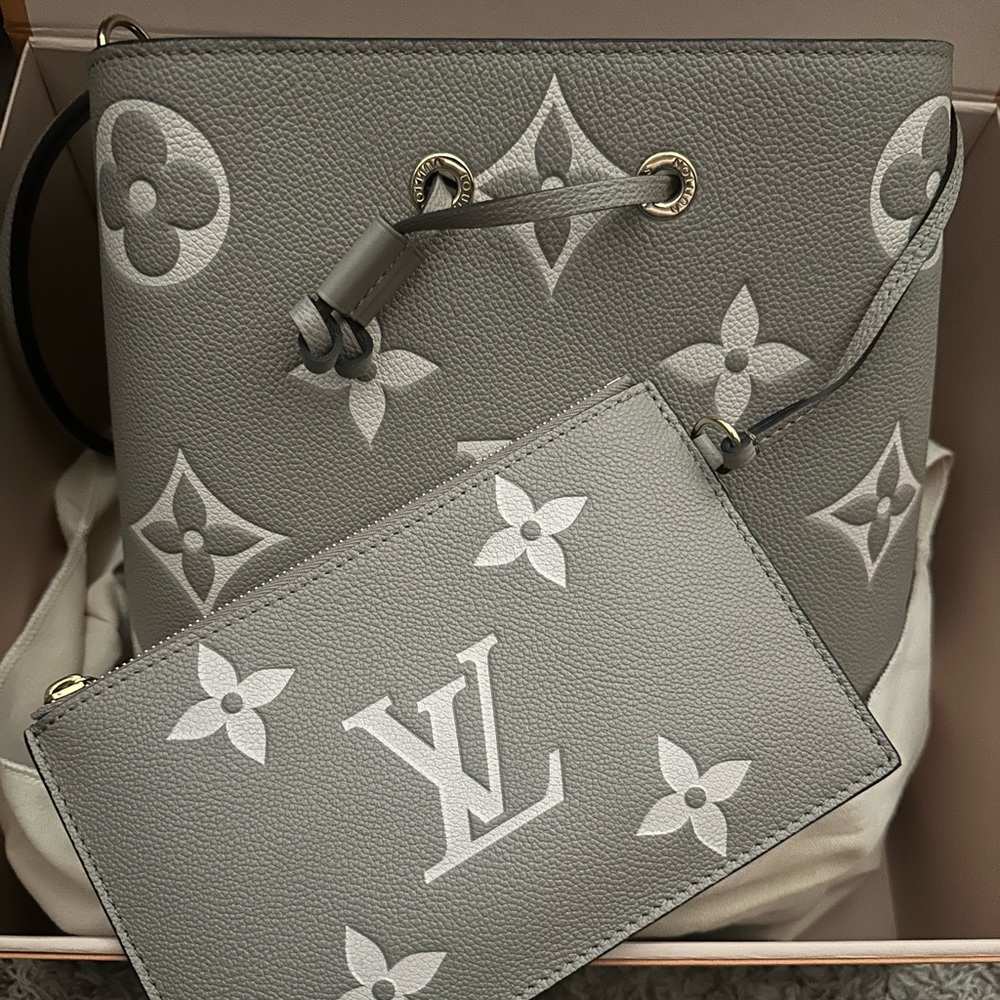 Louis Vuitton Gray Monogram Drawstring Crossbody with Pouch